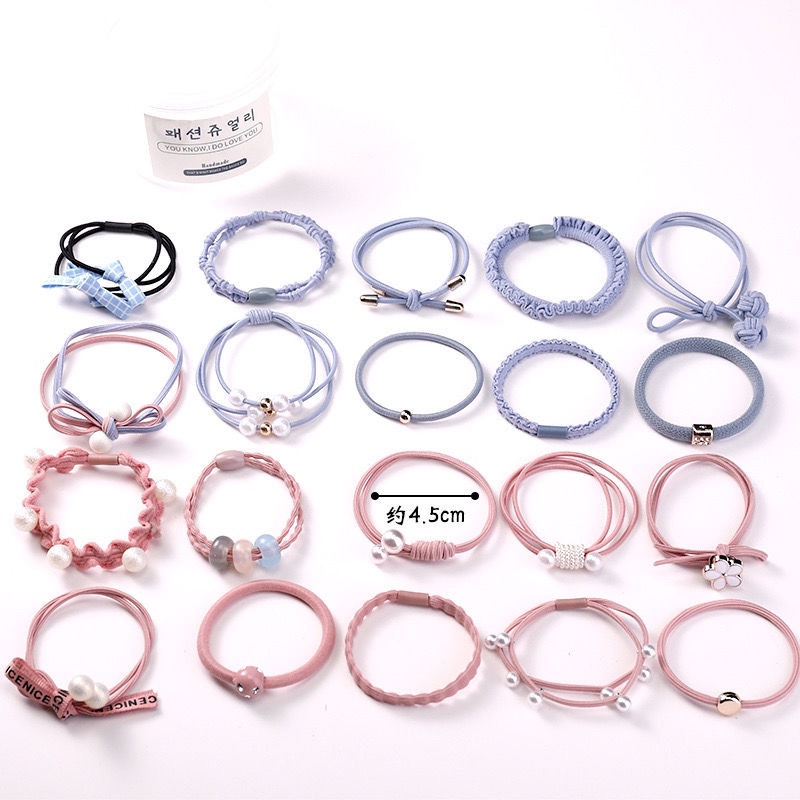 Bộ 12 Dây Buộc Tóc Cao Su Co Giãn Thiết Kế Đơn Giản Thời Trang Hàn Quốc