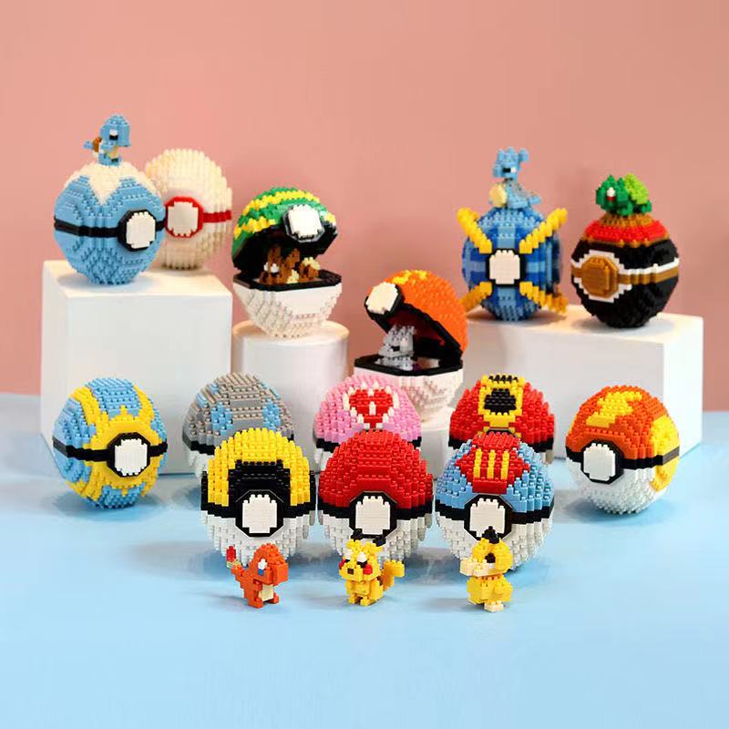 📣Mua 5 tặng 1📣 Họa Tiết Hoạt Hình 3D  LE GO Mô hình đồ chơi lắp ráp quả bóng Pokemon Mini Poke Ball hoạt hình quà le go Bộ đồ chơi lắp ráp