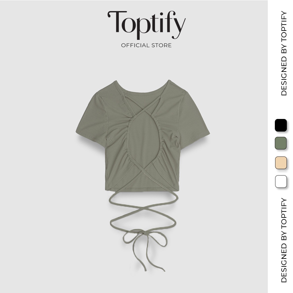 Áo croptop nữ body ngắn tay TOPTIFY kiểu khoét lưng cột dây đan Lillian Top AC56