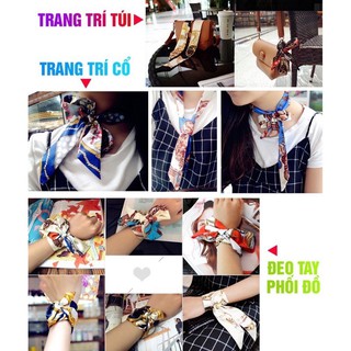 Khăn lụa quấn túi xách -  hoặc đeo cổ đa năng