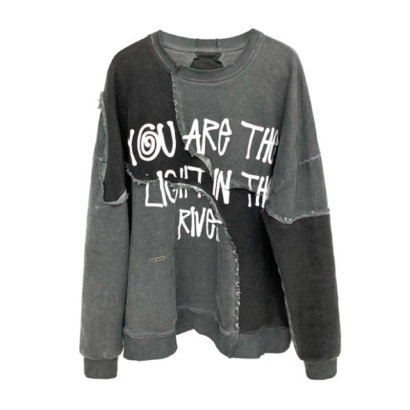 Áo sweater deconstruction in chữ hàng cao cấp
