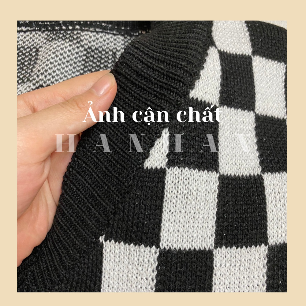 Áo gile len nữ kẻ caro cổ V dáng rộng phong cách ulzzang Hàn Quốc G3 | BigBuy360 - bigbuy360.vn