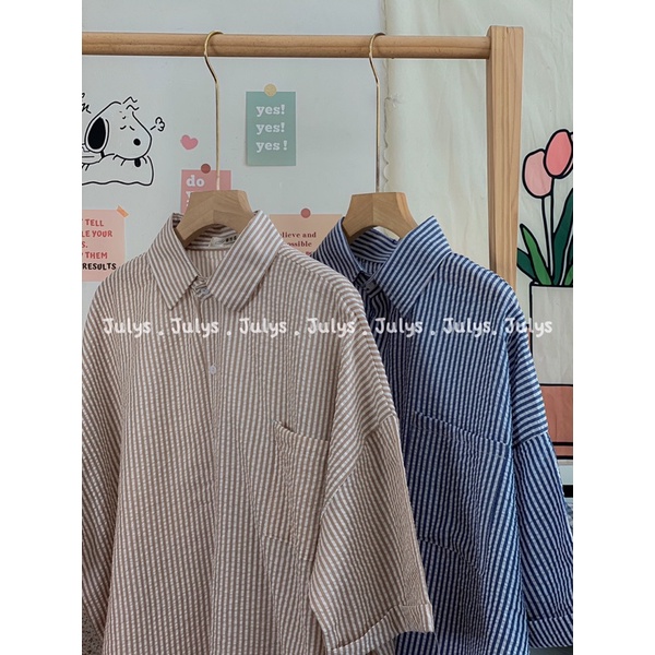 Sơ mi kẻ thô xốp OVERSIZE tay lỡ (ảnh thật shop chụp kèm video) | BigBuy360 - bigbuy360.vn