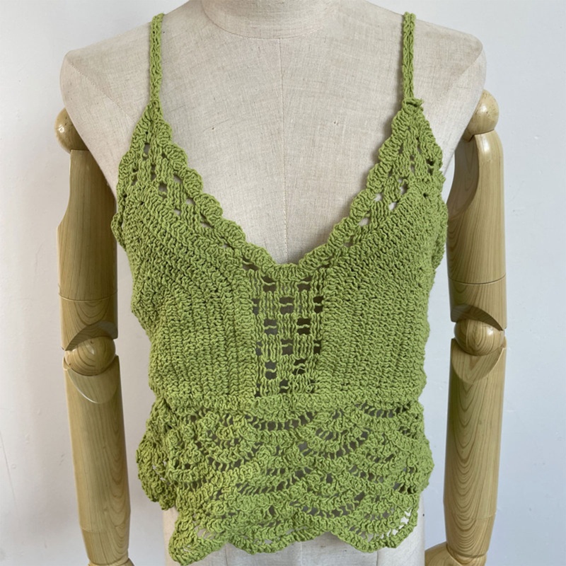 Áo Croptop Dệt Kim Hai Dây Cổ Chữ V Khoét Sâu Nhiều Màu Phong Cách Boho Thời Trang Đi Biển Cho Nữ