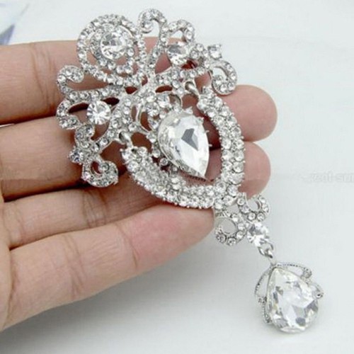 Ghim cài áo tạo hình vương miện sang trọng đính đá nhân tạo thời trang cho nữ