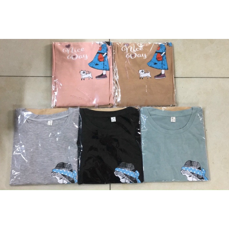 Áo Bầu cotton Hình cô gái☘️Hàng loại 1☘️100% coton thấm hút mồ hôi☘️siêu xinh,ảnh thật trải sàn ☘️freesize 43-68kg