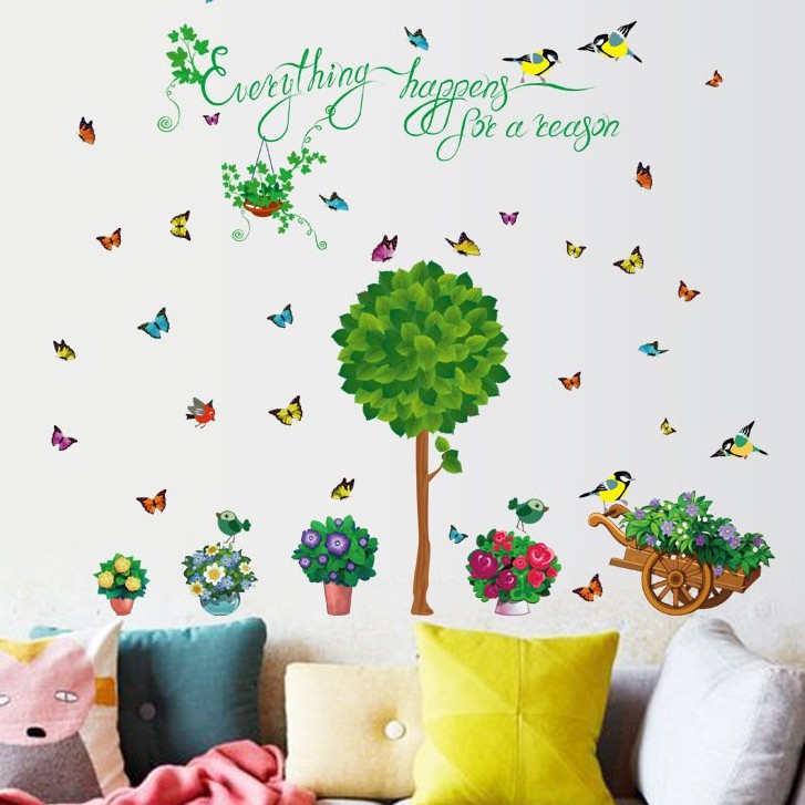 Tranh decal dán tường KHUNG ẢNH LÁ CÂY PHÒNG KHÁCH trang trí phòng khách - Decal dán tường