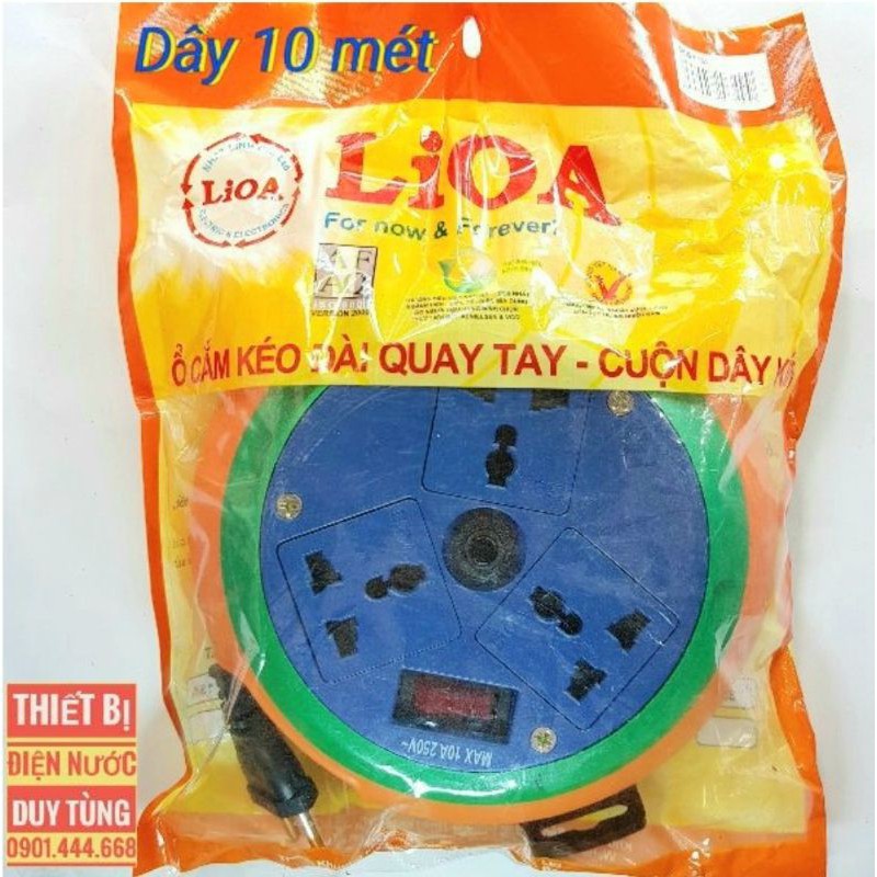 Ổ cắm quay LiOA 3 lỗ cắm Đa năng (Dây 10M)