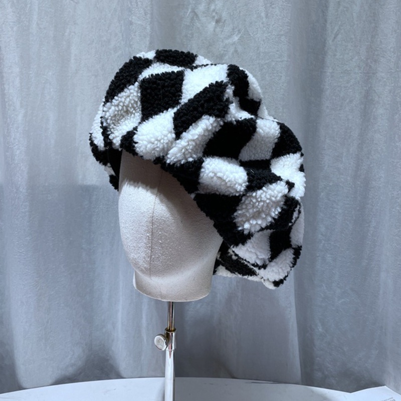 Mũ Beret Len Cừu Họa Tiết Hình Thoi Vintage Hoang Dã Dành Cho Sinh Nhật