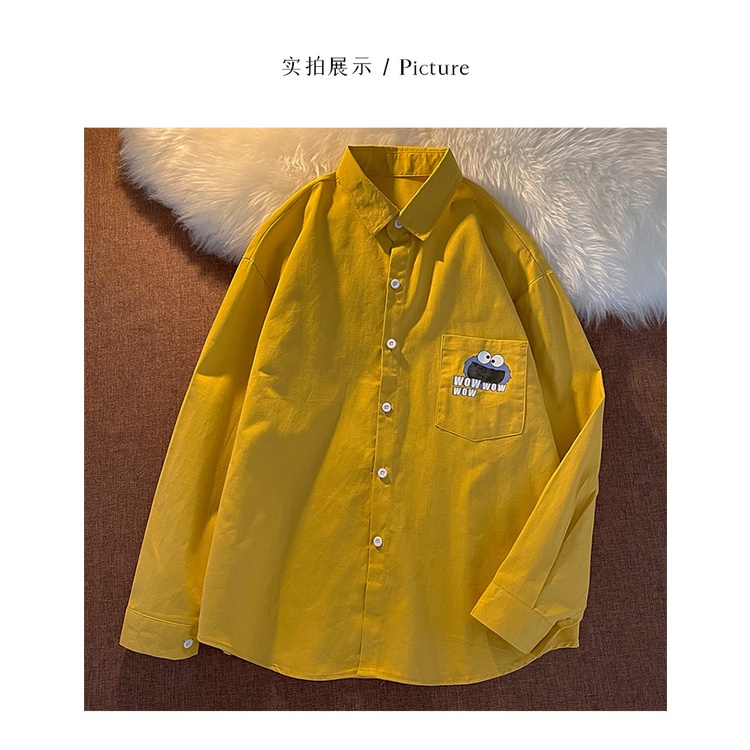 Áo sơ mi tay dài màu sắc retro phong cách thời trang dành cho nữ