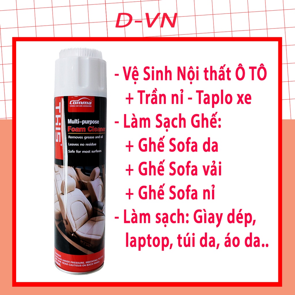 [ HÀNG NHẬP ] Chai xịt vệ sinh nội thất ô tô, Làm sạch ghế Sofa, ghế da, ghế Nỉ, Ghế Vải Foam Cleaner Chính Hãng THIS