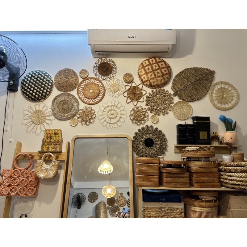 Set đĩa mây trang trí tường Vintage Hàn Quốc siêu xinh, bền đẹp, shop tự chụp