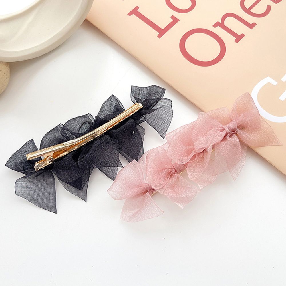 Kẹp tóc hình nơ màu trơn phong cách Hàn Quốc dễ thương cho nữ