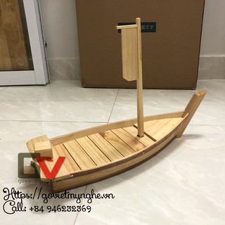 [Khay 45cm] Khay thuyền gỗ trang trí món ăn - sushi - sashimi cho nhà hàng Nhật Bản - Gỗ thông tự nhiên