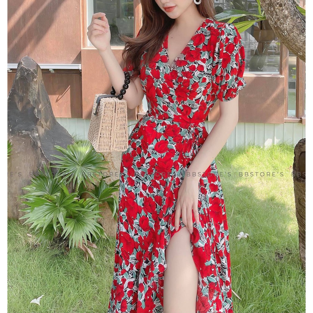 [Mã FAGREEN245 giảm 10% tối đa 30K đơn 99K] [BBSTORE'S] Đầm hoa đỏ - TK370 | BigBuy360 - bigbuy360.vn