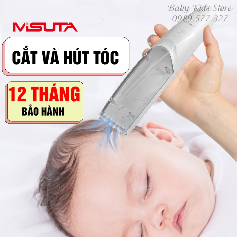 Tông đơ cắt tóc hớt tóc cho bé misuta, tăng đơ có chức năng hút tóc cho trẻ nhỏ, có tích pin sạc an toàn tiện lợi