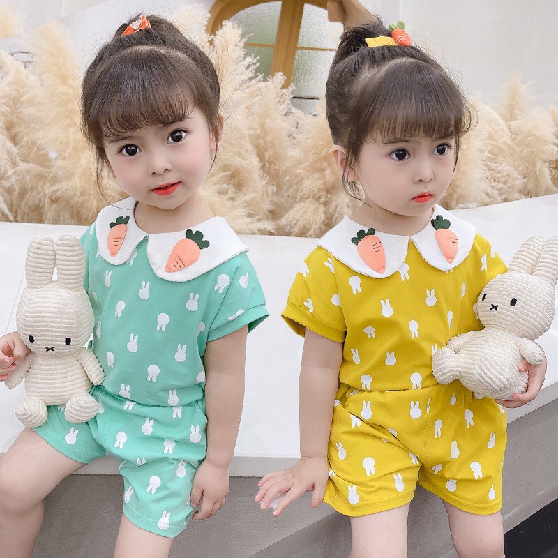 Bộ Cộc Tay Bé Gái Siêu Dễ Thương, Quần Áo Trẻ Em Mùa Hè Size 6-21Kg Chất Cotton BiBo Store