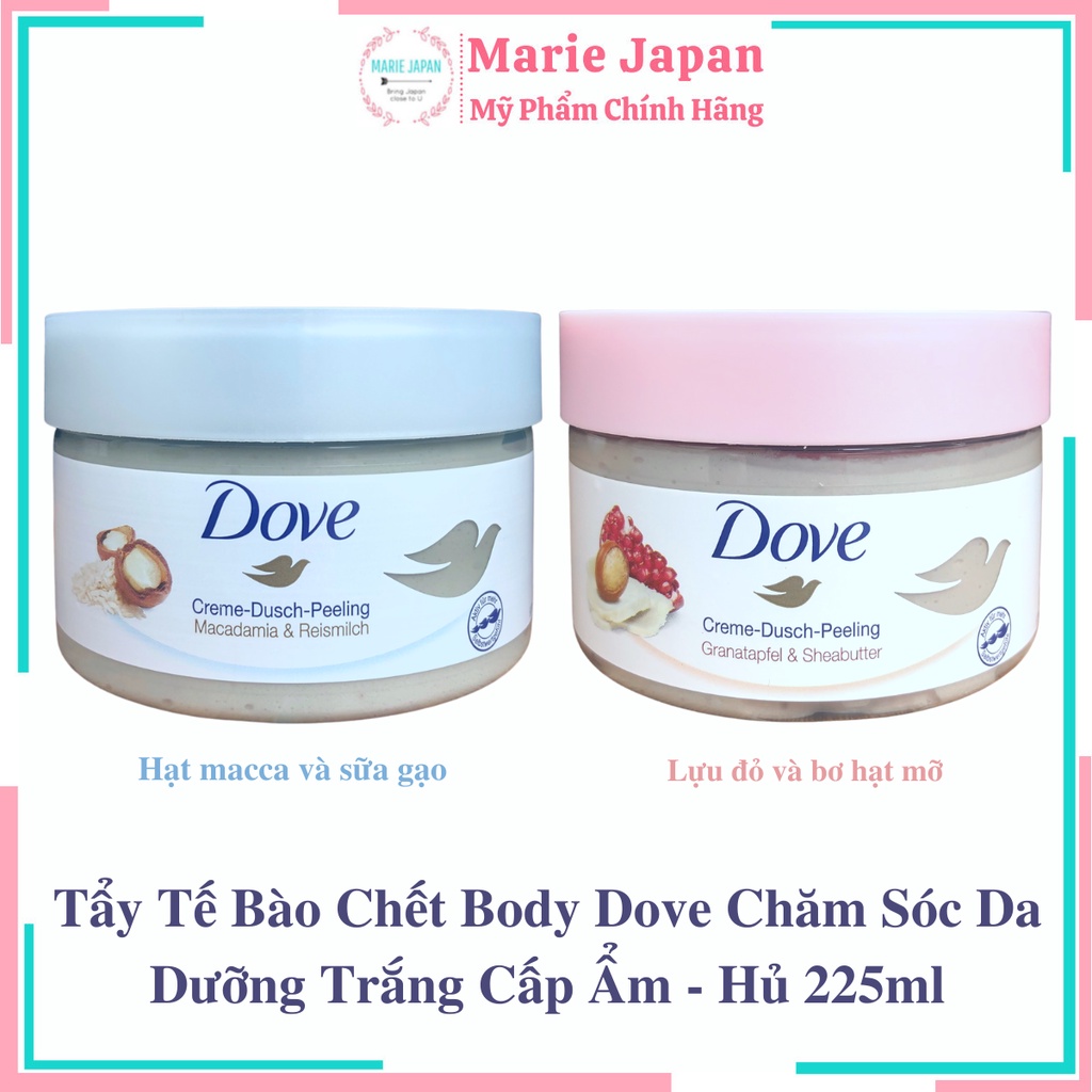 Tẩy Tế Bào Chết Body Dove Chăm Sóc Da Dưỡng Trắng Cấp Ẩm Hủ 225ml