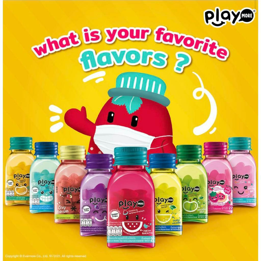 Kẹo PlayMore Dưa Hấu/Bạc Hà/Xí Muội/Táo/Nho Hũ 22G