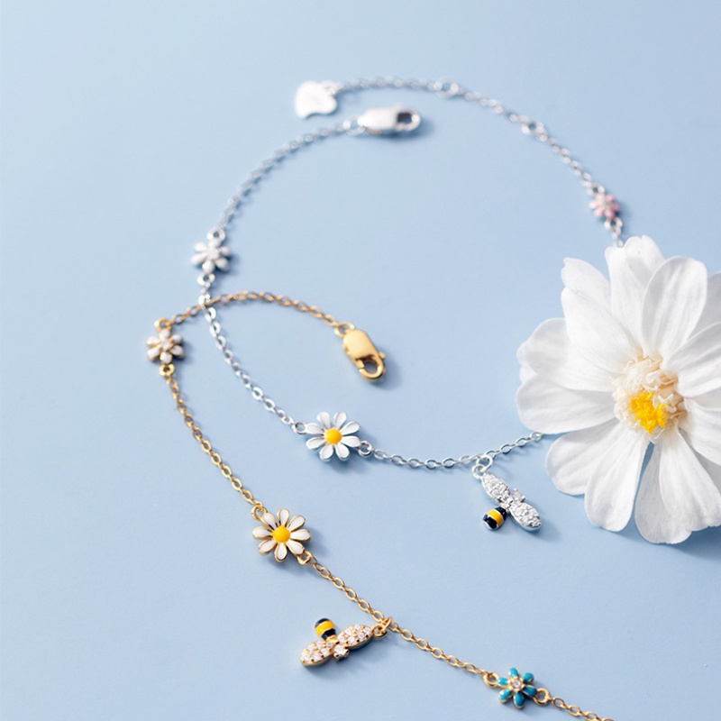 Daisy Bracelet dễ thương đầy màu sắc thời trang Rhinestone Bee Bracelet