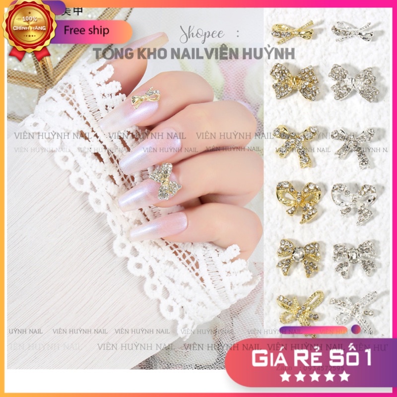 Charm nơ quốc dân, charm kim loại gắn móng nail