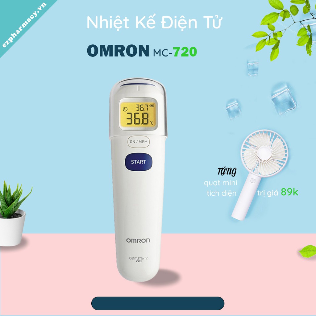 Nhiệt Kế Điện Tử Chính Hãng Omron - MC - 720 (Đo Trán) - Bảo Hành 2 năm (tặng quạt mini)