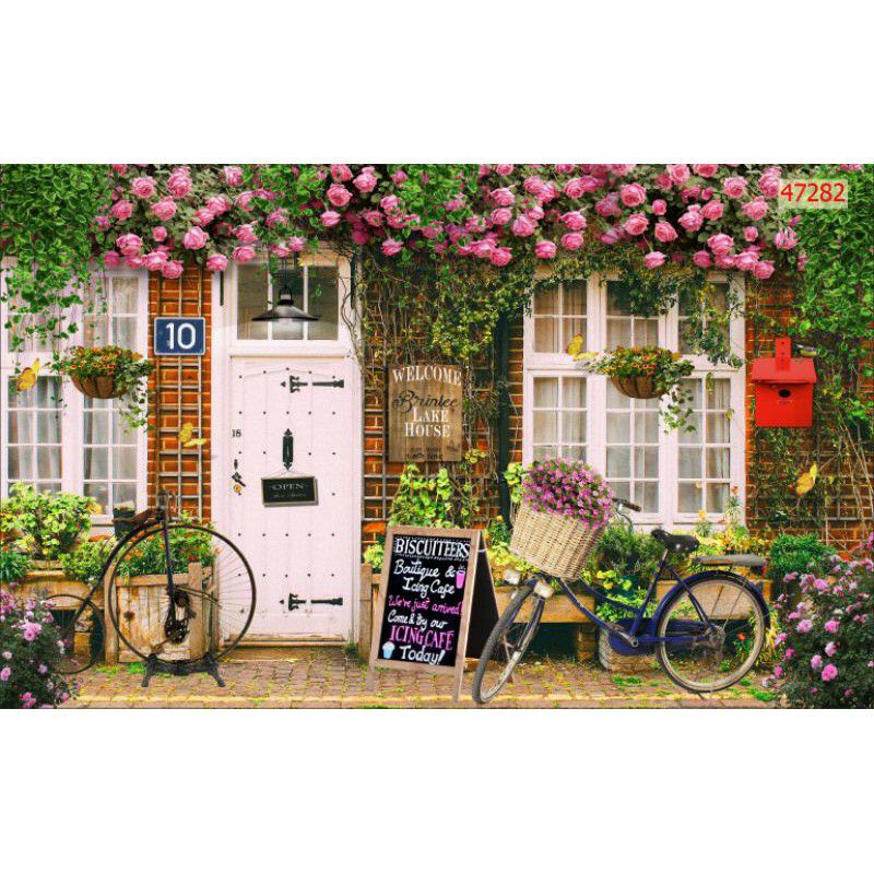Tranh dán tường 3d dán trang trí quán cafe,trà sữa keo sẵn