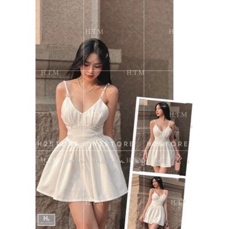 Váy đầm 2 dây  xếp ly xoè