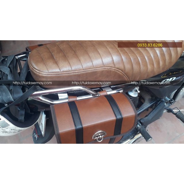 Túi da xe máy GD110 Mẫu Vuông Khóa Xoay 2 Dây Trang Trí