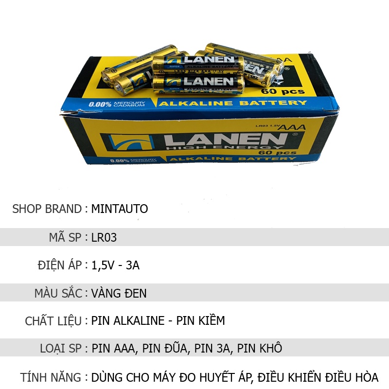 Pin AAA Lanen 1,5V Pin 3A Alkaline LR03 Loại Rẻ Dùng Cho Điều Khiển