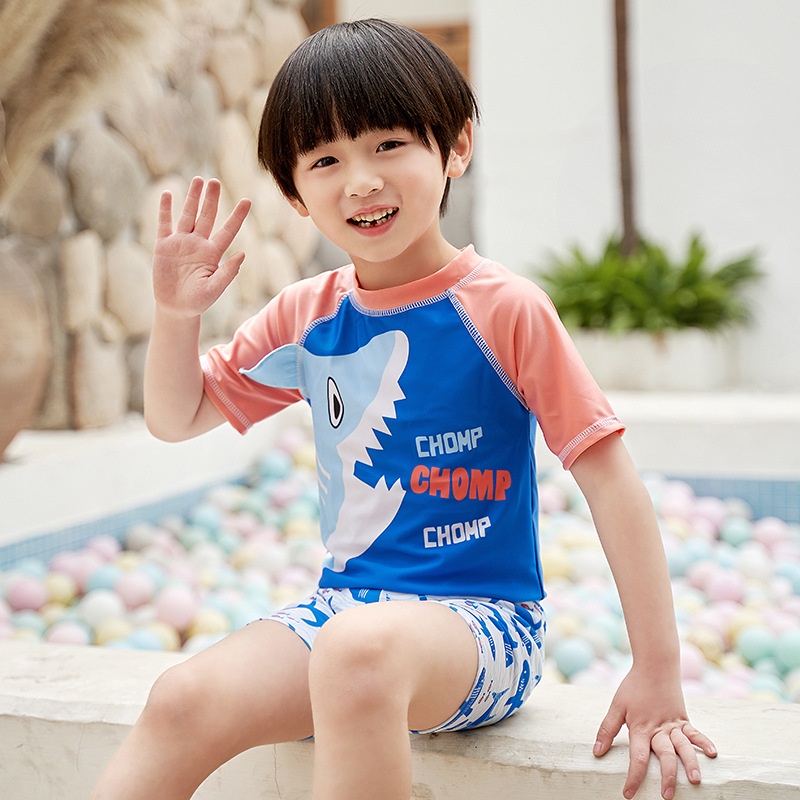 Bộ Đồ Bơi 3 Món Áo + Quần + Mũ 2-10 Tuổi Họa Tiết Con Cua Hoạt Hình Dễ Thương Cho Bé Trai
