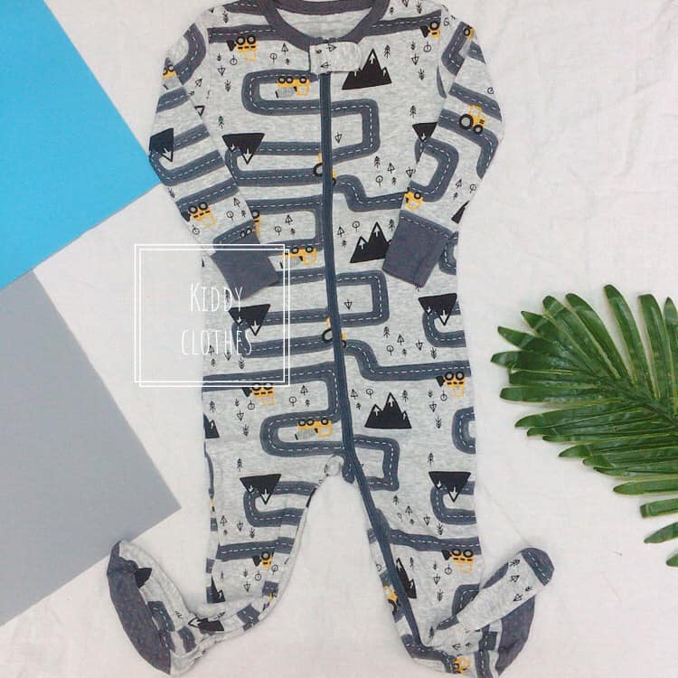 Body liền vớ bé trai chất cotton dư xịn - Xám xe