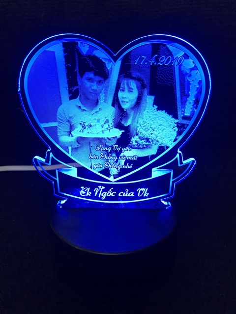 Đèn led 3d hình tim, (7 màu - 16 màu) Quà tặng theo yêu cầu