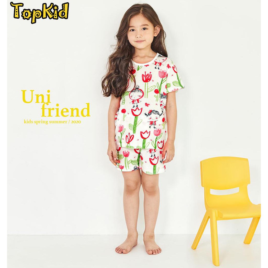 Bộ đồ COTTON giấy cao cấp,bé gái TuyLip - Unifriend Hàn Quốc -bộ cộc tay mùa hè,  từ 10- 60kg, Topkid_vietnam