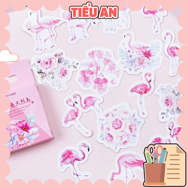 Bộ sticker/ Hình dán Kiểu Dáng Chim Hồng Hạc (46 Hình)