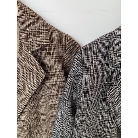 Áo Blazer nữ 2 lớp dài tay Hàn Quốc, Áo Vest dạ kẻ caro khoác ngoài đẹp CÓ SIZE S, M