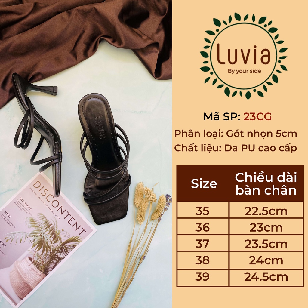 Dép nữ cao gót 7 phân gót nhọn quai mảnh Luvia 23CG