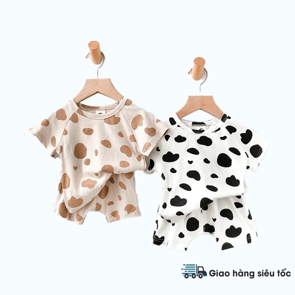 Bộ quần áo cộc tay bò sữa cho bé chất cotton