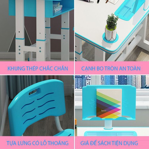 Bàn học sinh chống gù Newlife 70x45 cm điều chỉnh mặt bàn cao thấp - Tặng kèm đèn học bảo vệ mắt | BigBuy360 - bigbuy360.vn