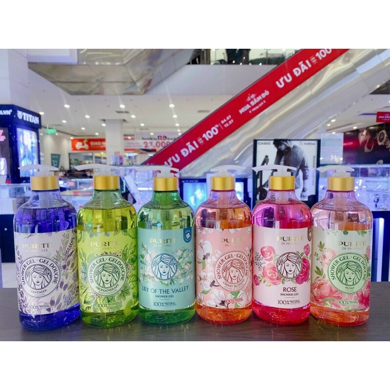 Sữa tắm Purite By Provence Cherry Blossom 850ml+quà tặng 2 gói dầu gội hoặc sữa tắm 6gr