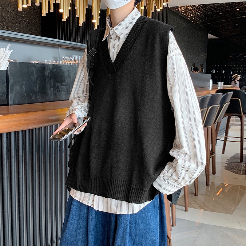 Áo len gile nam form rộng, áo gile len nam mặc ngoài ulzzang hàn quốc mặc đi học đi chơi phong cách cơ bản