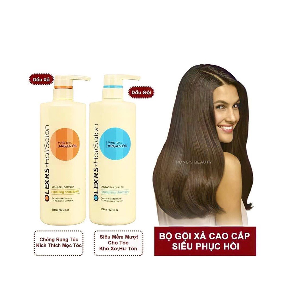 Bộ dầu gội xả, Olexrs Hair Salon Argan Oil Collagen 960/500ml