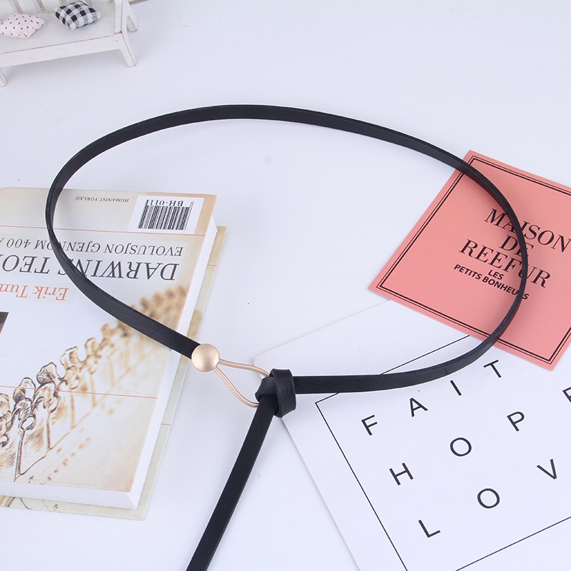 Thắt Lưng Da Bản Nhỏ Khóa Kim Loại Phong Cách Boho Cổ Điển Cho Nữ