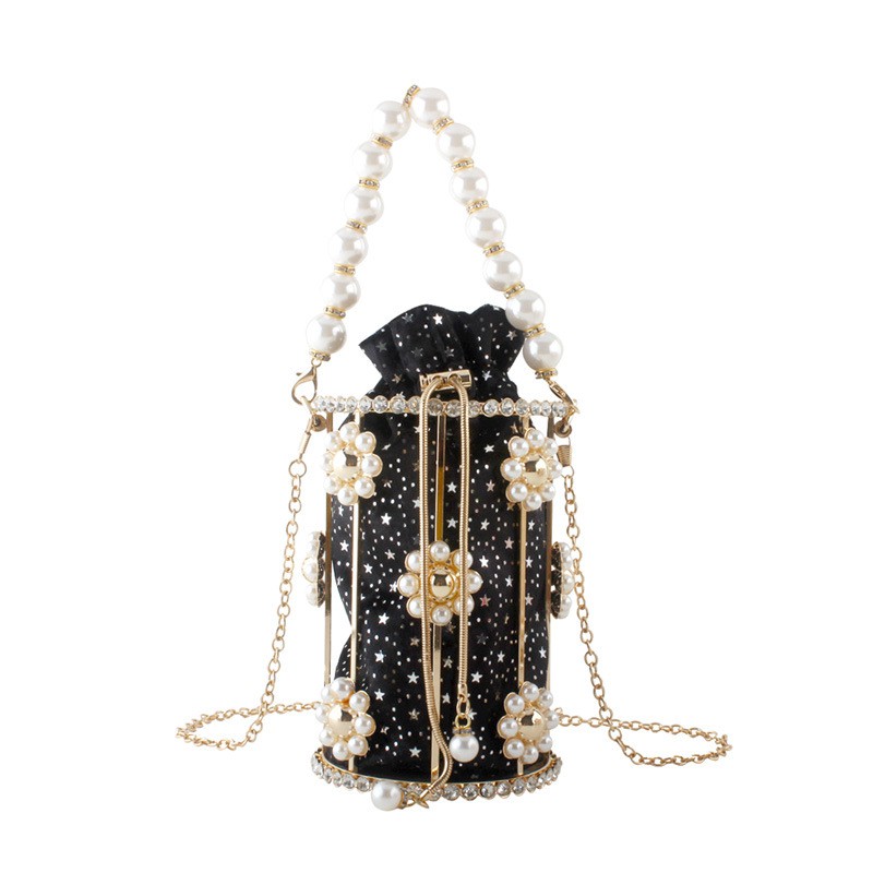 Túi dạ tiệc Clutch hình trụ có lót kèm dây rút