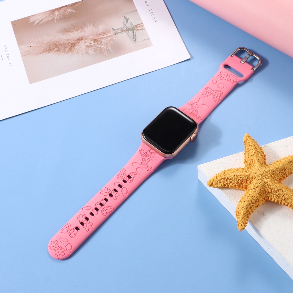 Dây Đeo Đồng Hồ Bằng Silicone Hình Mickey Cho Apple Watch 38mm 40mm 41mm 42mm 44mm 45mm Series 8 7 6 SE 5 4 3 2 1