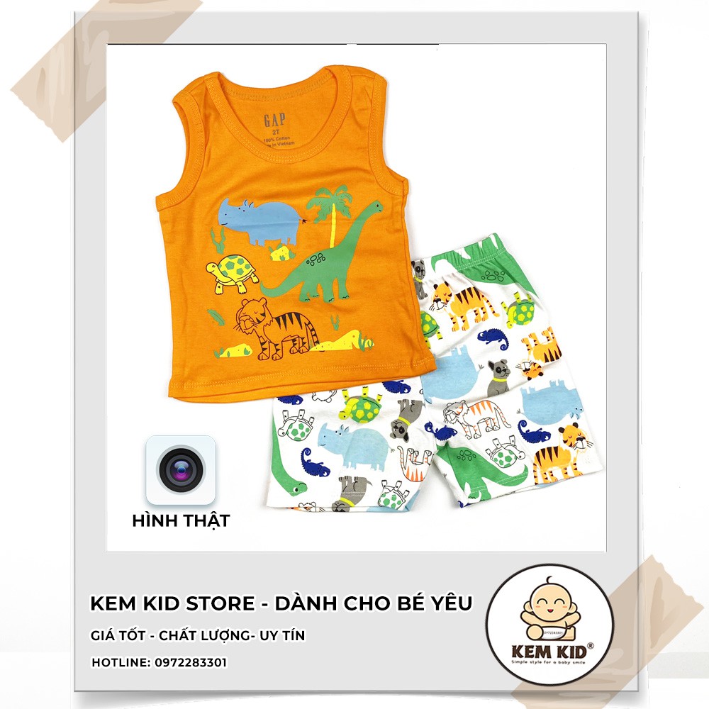 Bộ GAP ba lỗ in hình phối màu, thấm hút, mát mẻ cho bé yêu