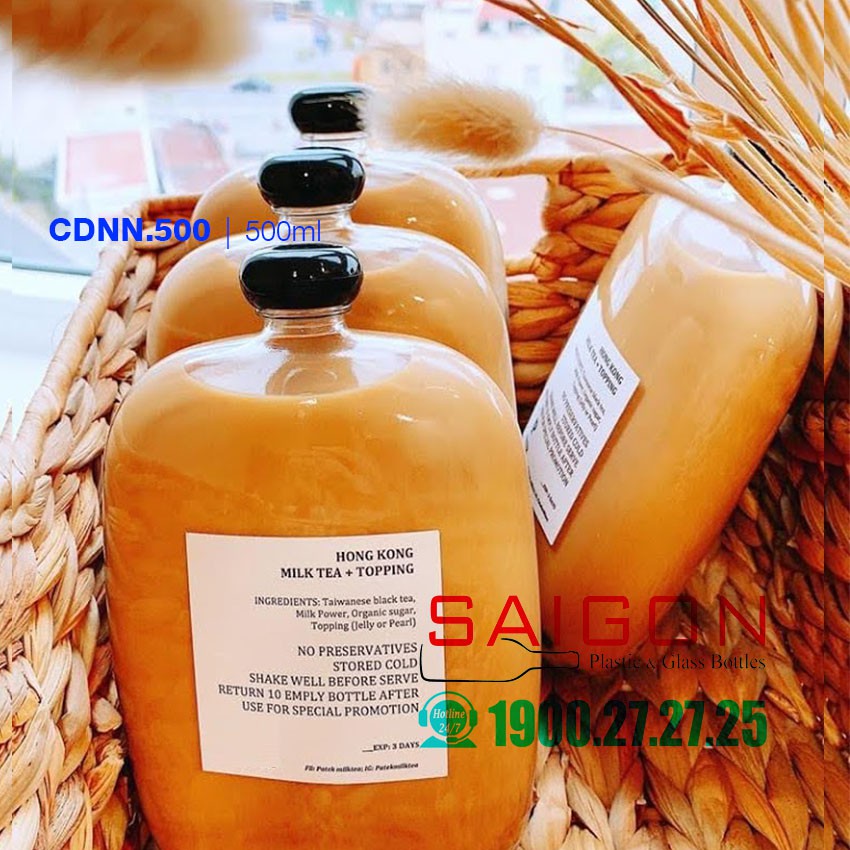 Chai Thủy Tinh Dẹp  Nắp Nhựa 250ml | 350ml | 500ml | BigBuy360 - bigbuy360.vn