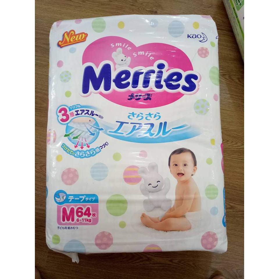 Bỉm Merries size M quần ( 58 + 6 miếng)