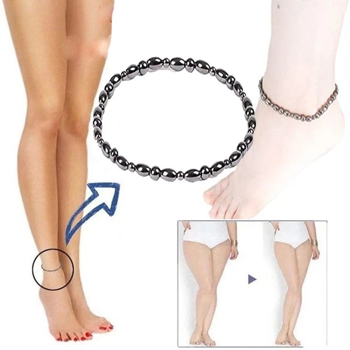 Vòng Đeo Chân Đá Obsidian Từ Tính Màu Đen Giúp Giảm Cân Hiệu Quả Thời Trang Cho Nam Nữ