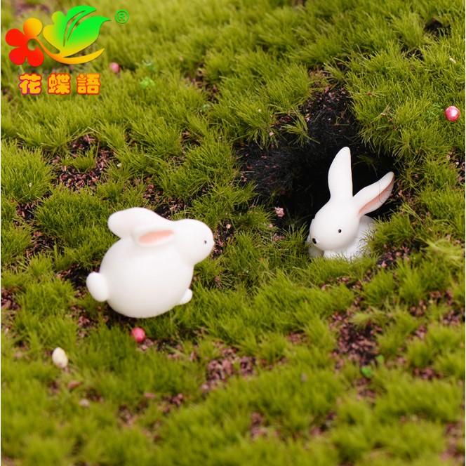 Combo 05 mô hình thỏ mập trắng mũm mĩm dễ thương trang trí tiểu cảnh, bonsai, DIY